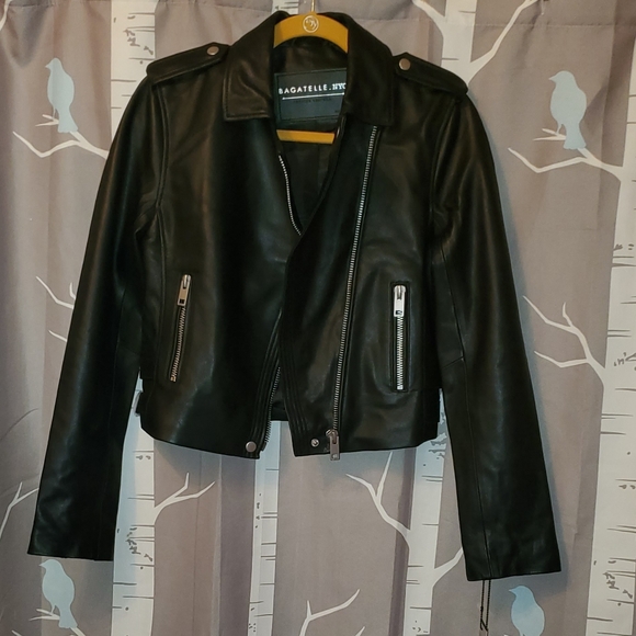 💥SALE💥Bagatelle Aria Real Leather Moto Jacket - Picture 4 of 8